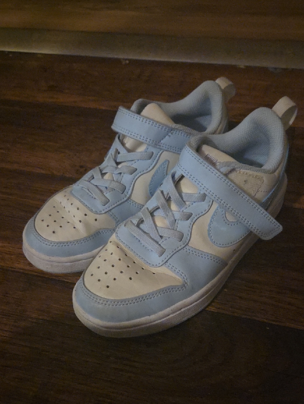 Kids Light Blue and White Low-Top Sneakers